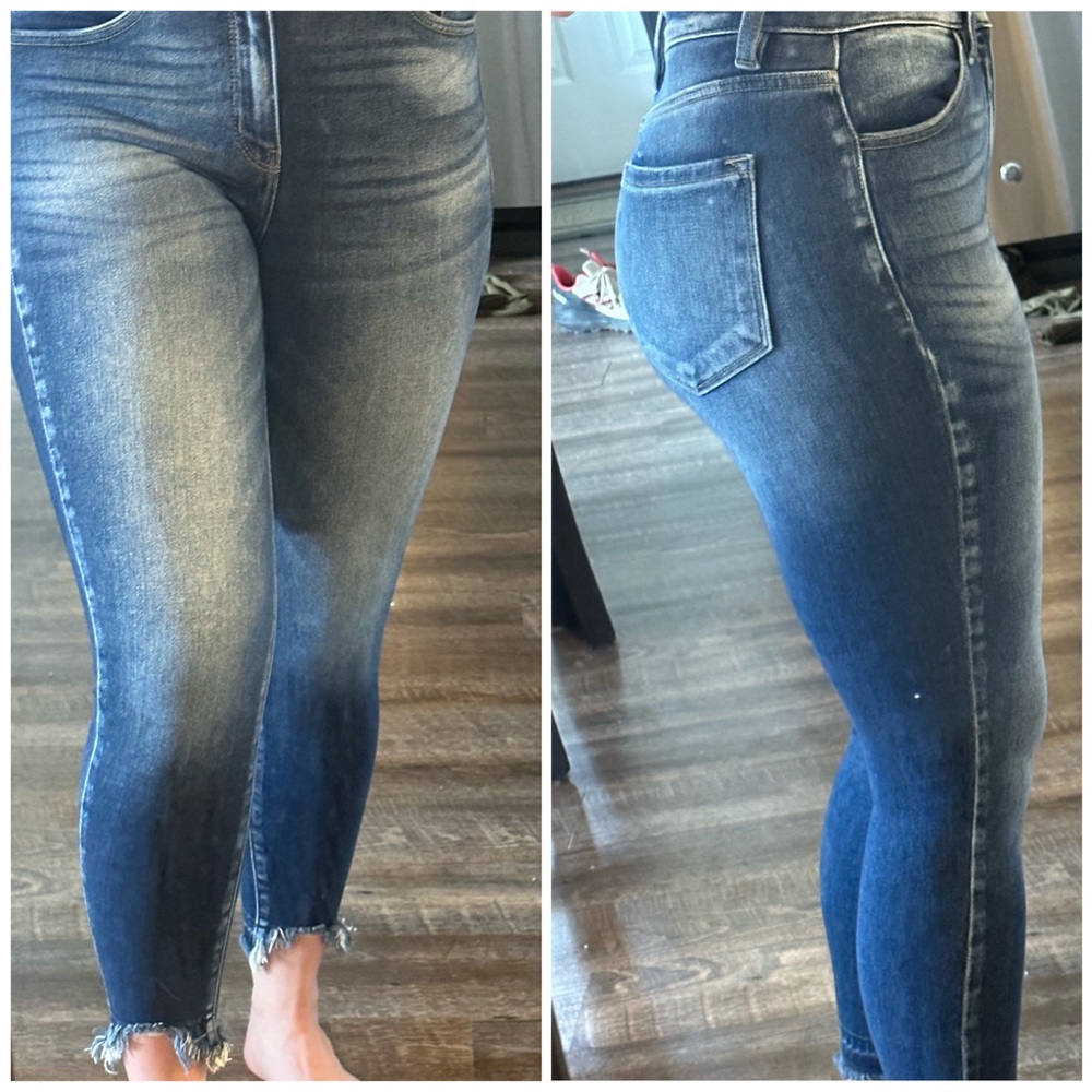 Medium wash Kancan high rise ankle skinny